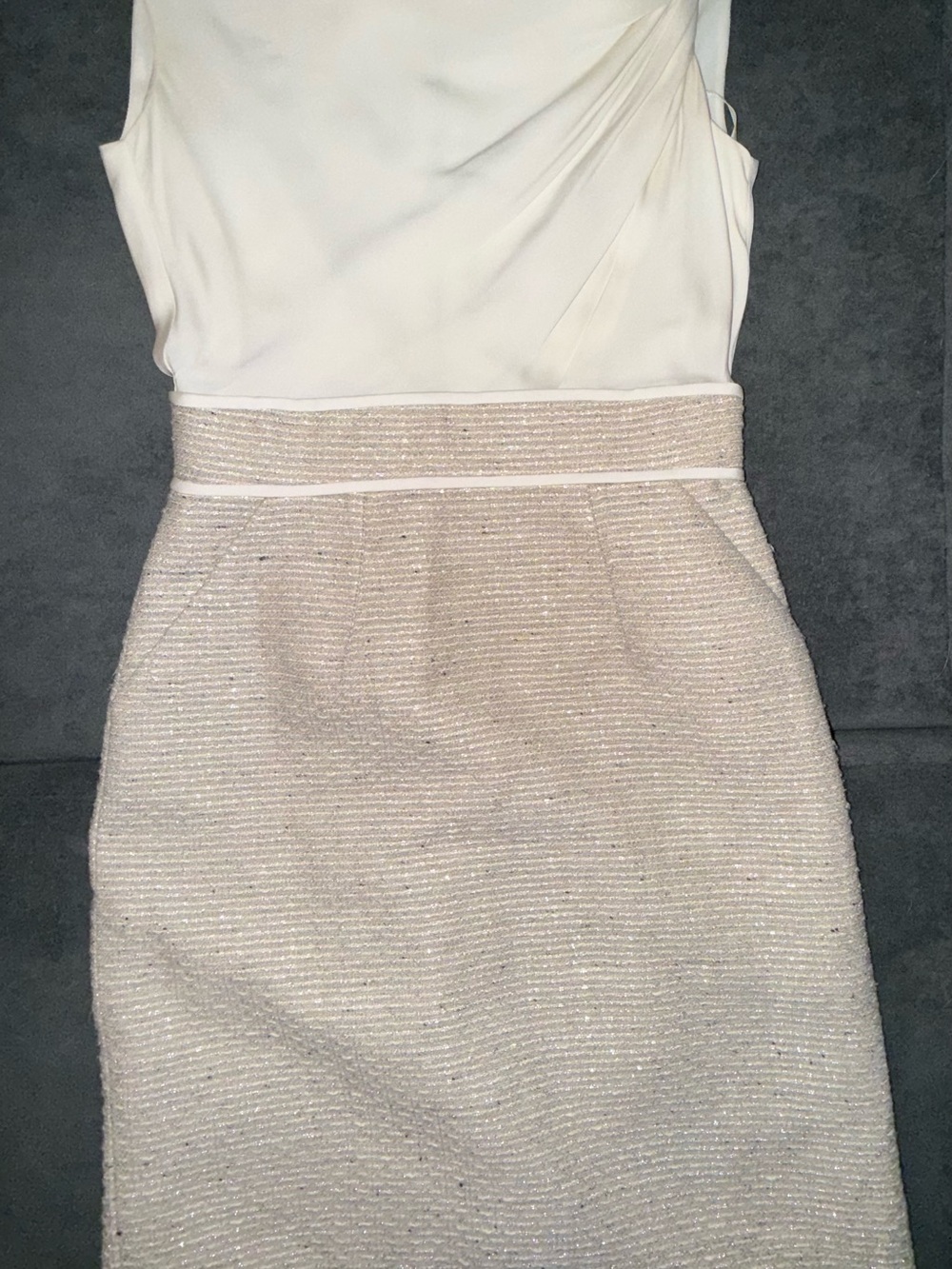 ANTONIO MELANI Cream Two-Tone Midi Sheath Dress